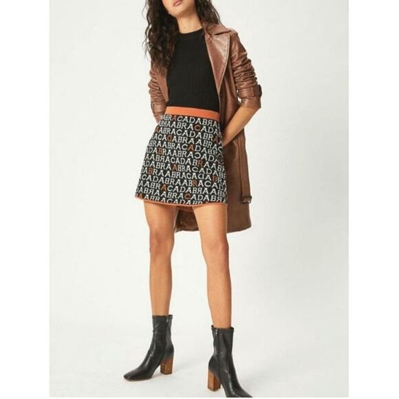 Anthropologie Maeve Abracadabra Knit Mini Skirt Boho Retro Statement Skirt XS - Picture 10 of 11